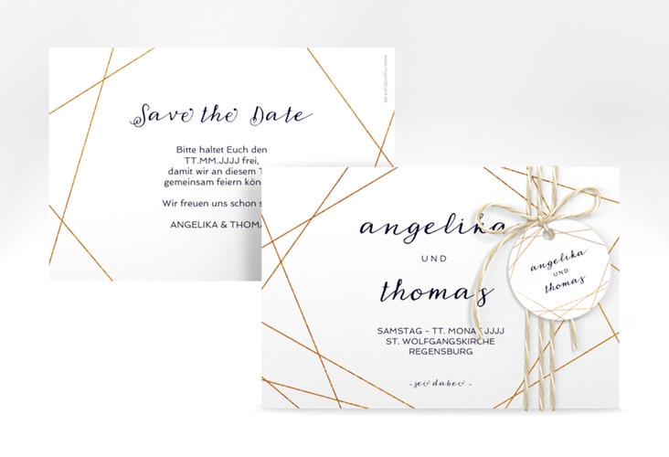 Save the Date-Karte Asymmetry A6 Karte quer weiss hochglanz