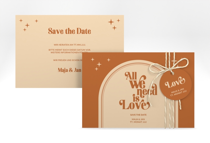 Save the Date-Karte Groovy A6 Karte quer beige