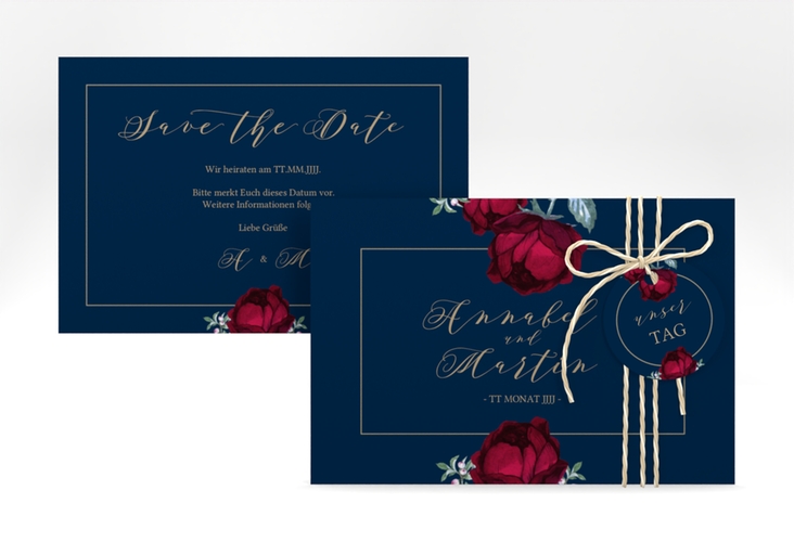 Save the Date-Karte Peonies A6 Karte quer elegant mit Pfingstrosen