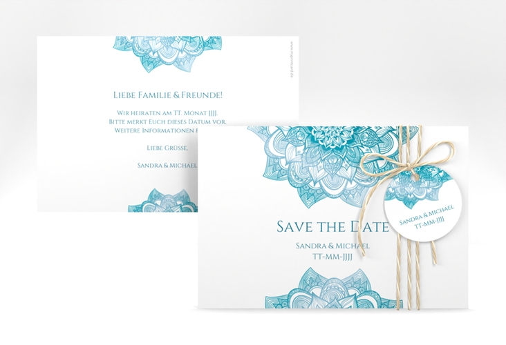 Save the Date-Karte Hochzeit Delight A6 Karte quer tuerkis