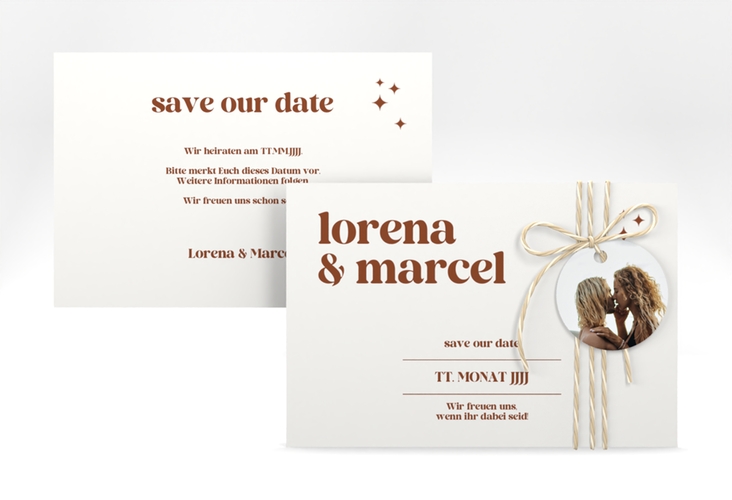 Save the Date-Karte Retro A6 Karte quer weiss