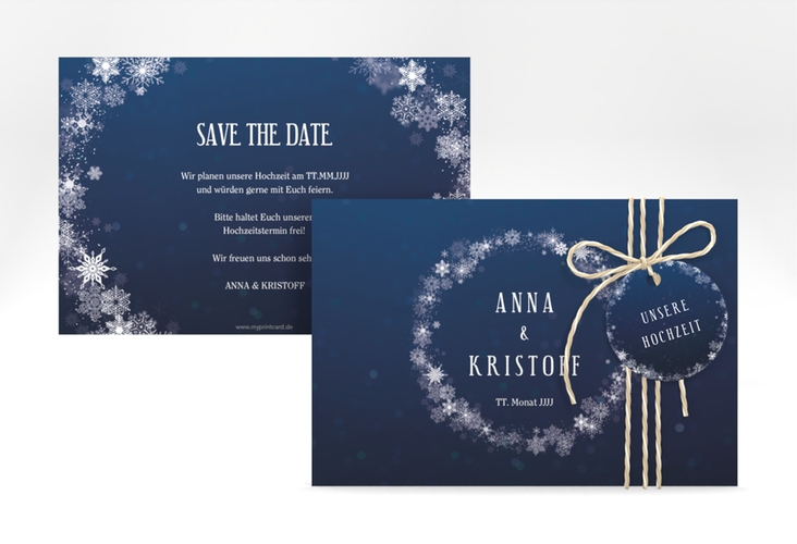 Save the Date-Karte Winterdream A6 Karte quer hochglanz mit Eisblumen