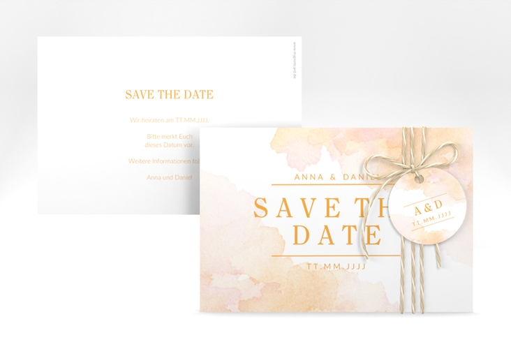 Save the Date-Karte Blush A6 Karte quer orange