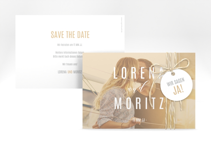 Save the Date-Karte Memory A6 Karte quer beige hochglanz