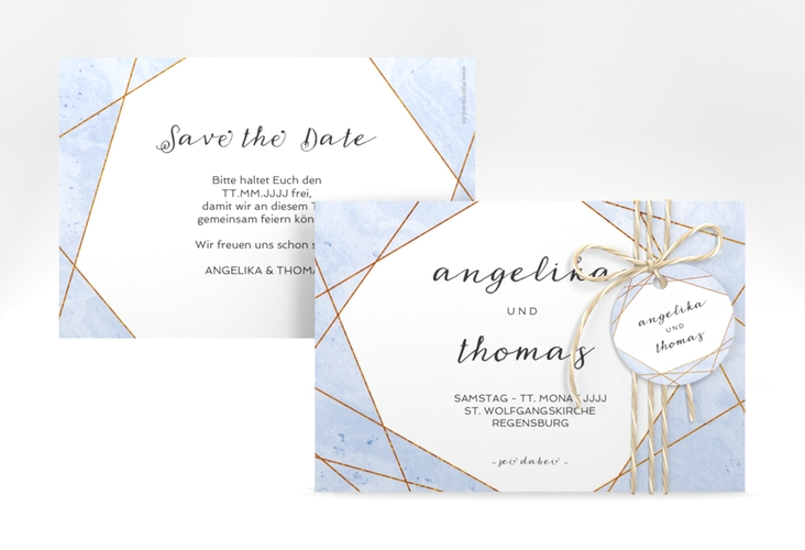 Save the Date-Karte Asymmetry A6 Karte quer blau