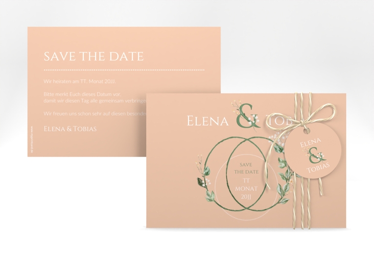 Save the Date-Karte Peach A6 Karte quer hochglanz