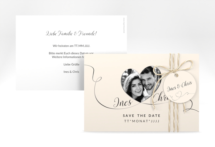 Save the Date-Karte Hochzeit Dolce A6 Karte quer beige