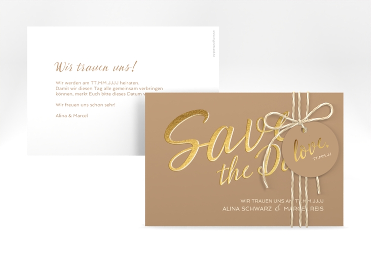 Save the Date-Karte Glam A6 Karte quer beige