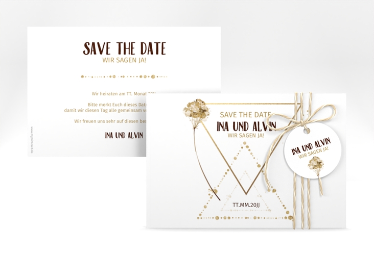 Save the Date-Karte Triangle A6 Karte quer weiss