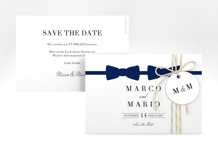 Save the Date-Karte Suits A6 Karte quer blau