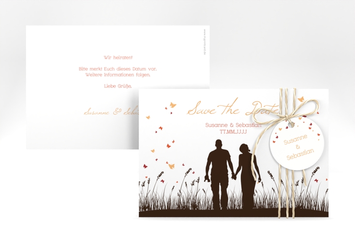 Save the Date-Karte Hochzeit Rouen A6 Karte quer braun