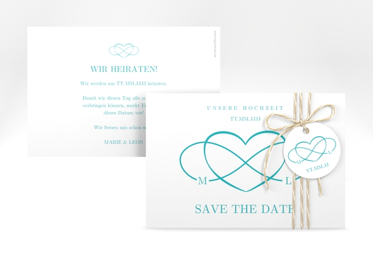 Save the Date-Karte Infinity A6 Karte quer tuerkis