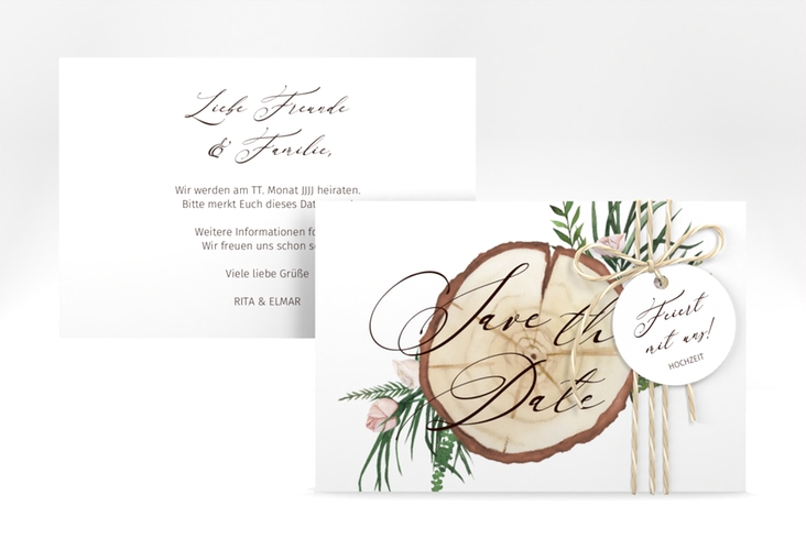 Save the Date-Karte Woodland A6 Karte quer weiss