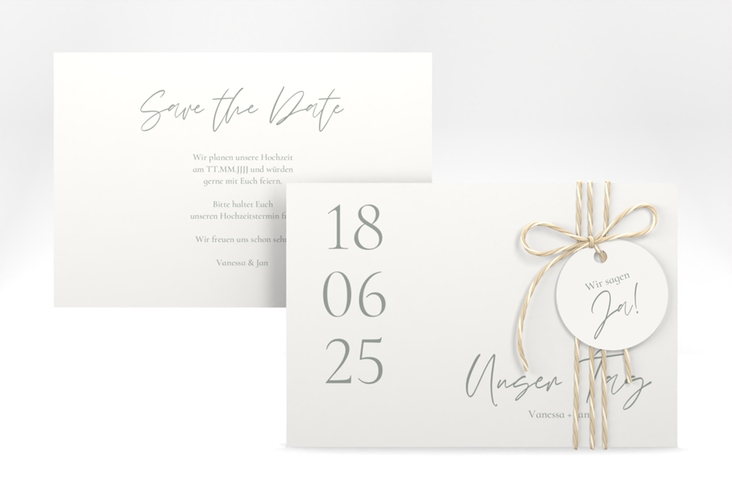 Save the Date-Karte Day A6 Karte quer weiss hochglanz mit Datum im minimalistischen Design