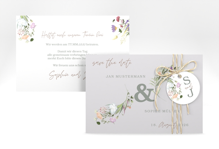 Save the Date-Karte Wildblumen Bouquet A6 Karte quer hochglanz