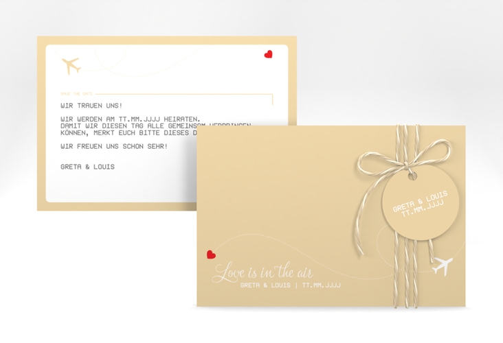 Save the Date-Karte Weddingpass A6 Karte quer beige