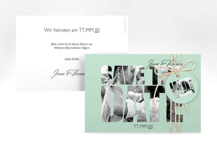 Save the Date-Karte Hochzeit Letters A6 Karte quer mint