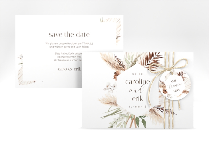 Save the Date-Karte Bohemian A6 Karte quer weiss hochglanz