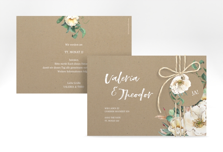 Save the Date-Karte Ivory A6 Karte quer Kraftpapier