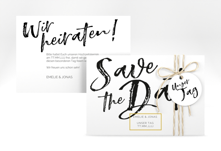 Save the Date-Karte Words A6 Karte quer weiss hochglanz