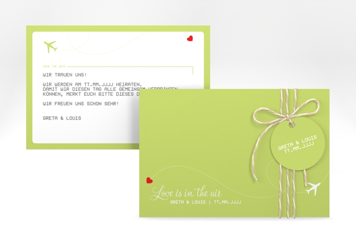 Save the Date-Karte Weddingpass A6 Karte quer gruen