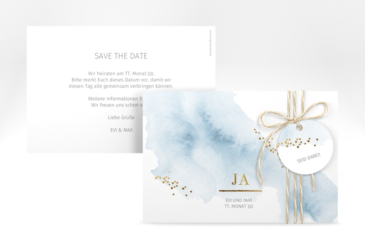 Save the Date-Karte Pastell A6 Karte quer blau