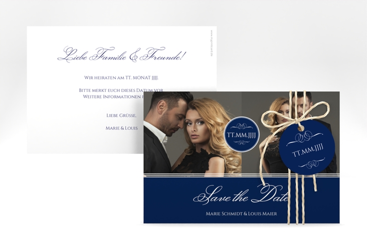 Save the Date-Karte Elegancy A6 Karte quer blau