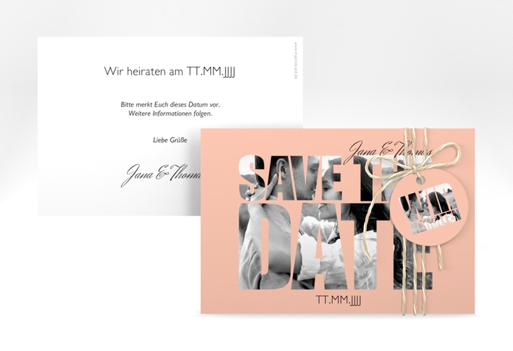 Save the Date-Karte Hochzeit Letters A6 Karte quer apricot