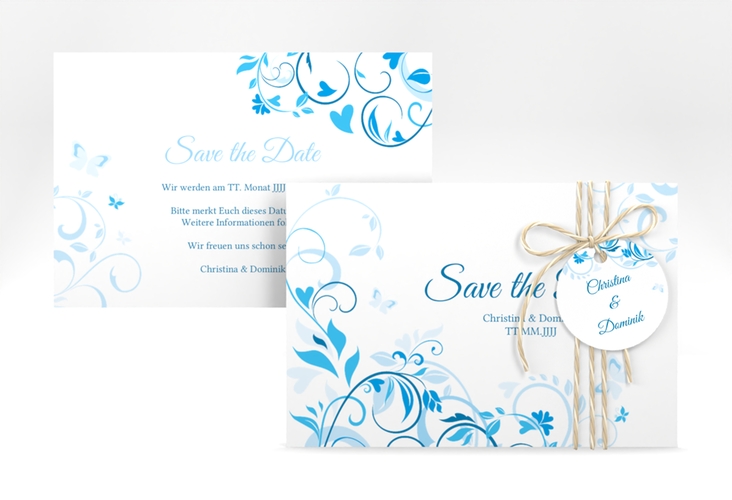 Save the Date-Karte Lilly A6 Karte quer blau