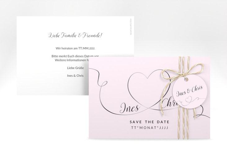 Save the Date-Karte Hochzeit Dolce A6 Karte quer rosa