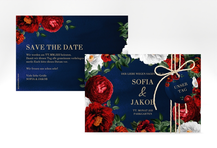 Save the Date-Karte Florista A6 Karte quer blau