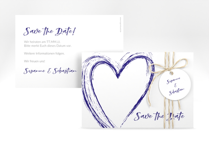 Save the Date-Karte Liebe A6 Karte quer blau