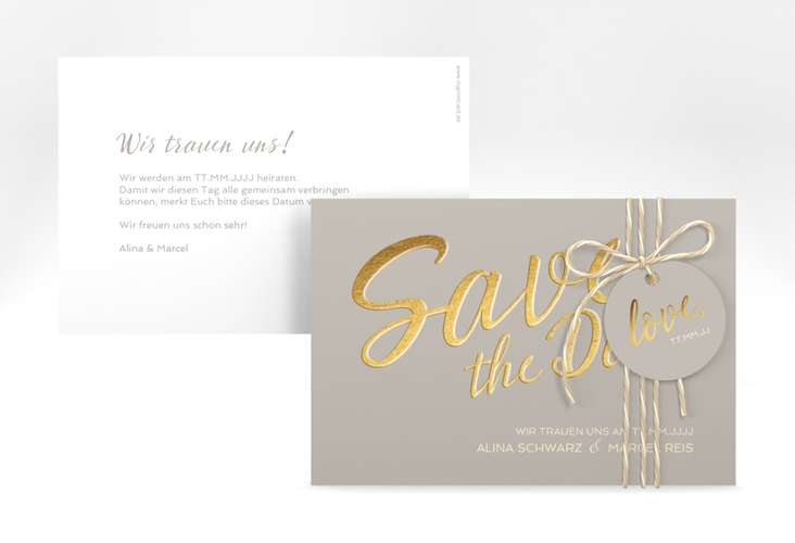 Save the Date-Karte Glam A6 Karte quer grau