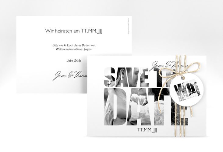 Save the Date-Karte Hochzeit Letters A6 Karte quer weiss