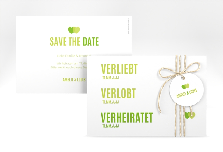 Save the Date-Karte Couple A6 Karte quer gruen hochglanz