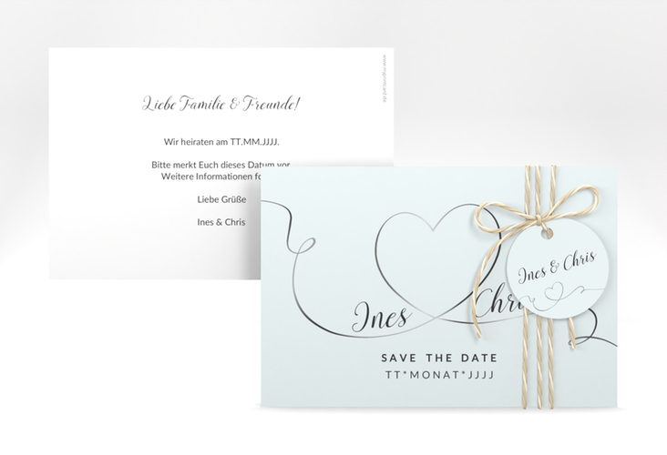 Save the Date-Karte Hochzeit Dolce A6 Karte quer tuerkis