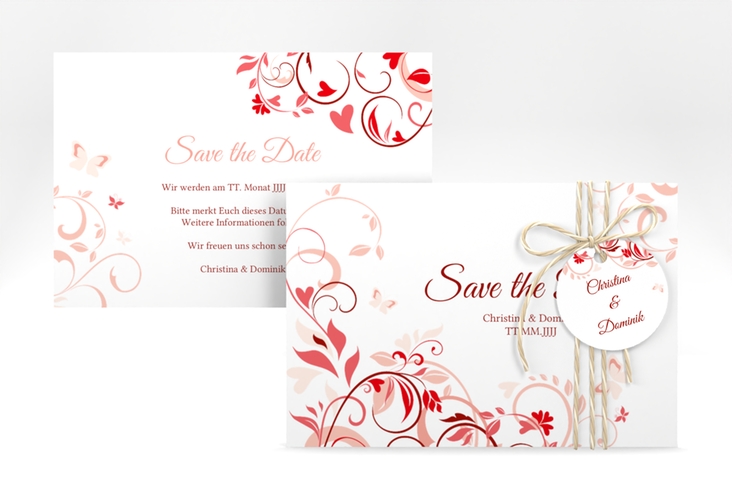 Save the Date-Karte Lilly A6 Karte quer rot