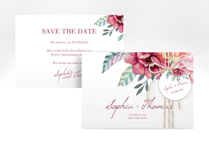 Save the Date-Karte Blooming A6 Karte quer weiss