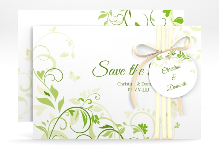 Save the Date-Karte Lilly A6 Karte quer gruen