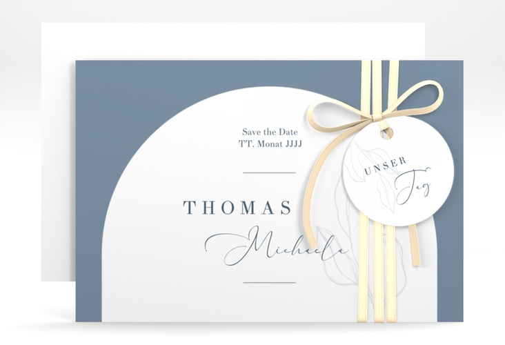 Save the Date-Karte Arched A6 Karte quer blau