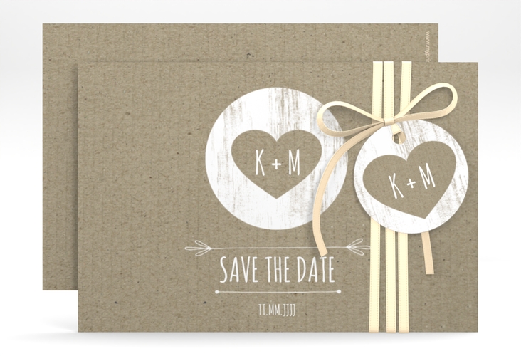 Save the Date-Karte Shabby A6 Karte quer Kraftpapier