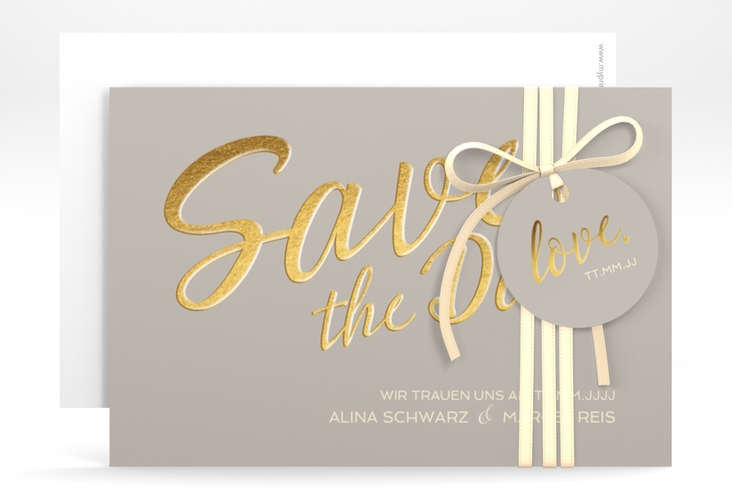 Save the Date-Karte Glam A6 Karte quer grau