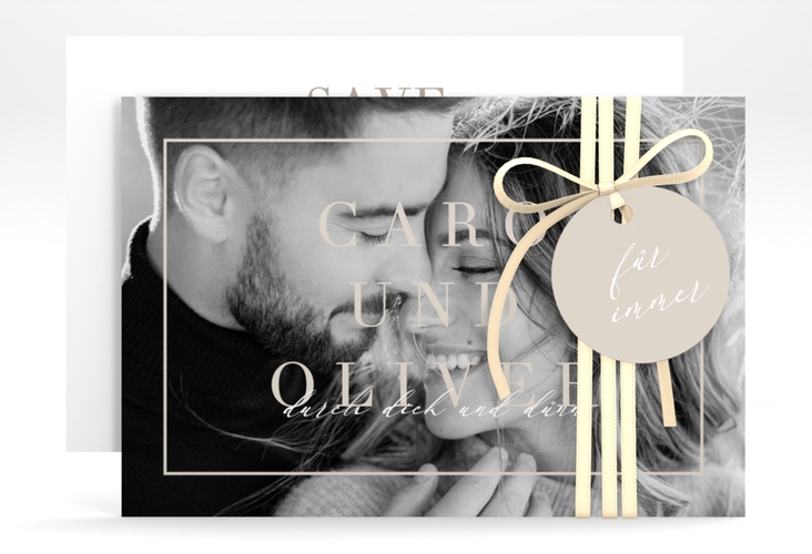 Save the Date-Karte Moment A6 Karte quer beige hochglanz