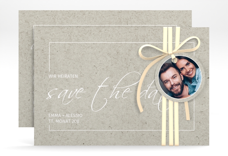 Save the Date-Karte Simple Line A6 Karte quer grau hochglanz