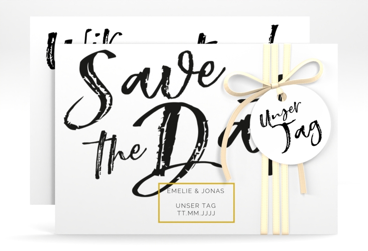 Save the Date-Karte Words A6 Karte quer weiss hochglanz