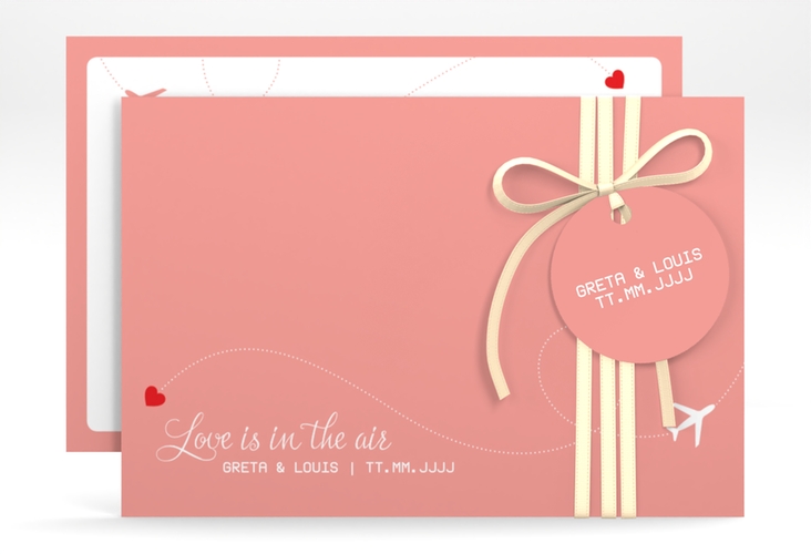 Save the Date-Karte Weddingpass A6 Karte quer rosa hochglanz