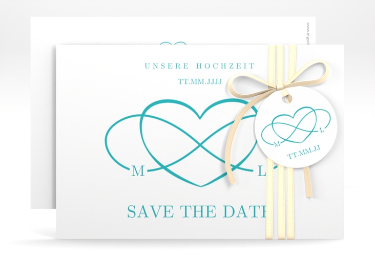 Save the Date-Karte Infinity A6 Karte quer tuerkis