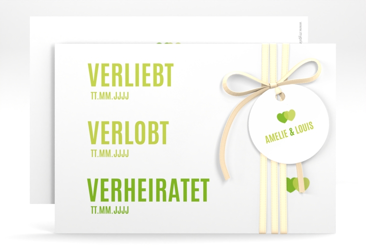 Save the Date-Karte Couple A6 Karte quer gruen hochglanz