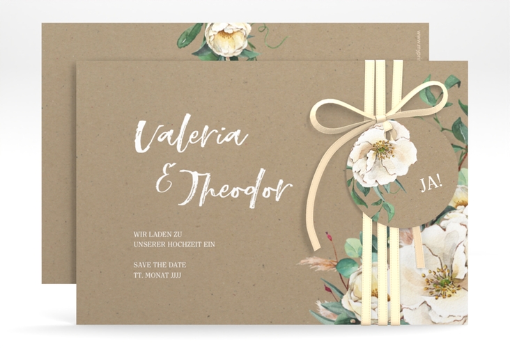 Save the Date-Karte Ivory A6 Karte quer Kraftpapier