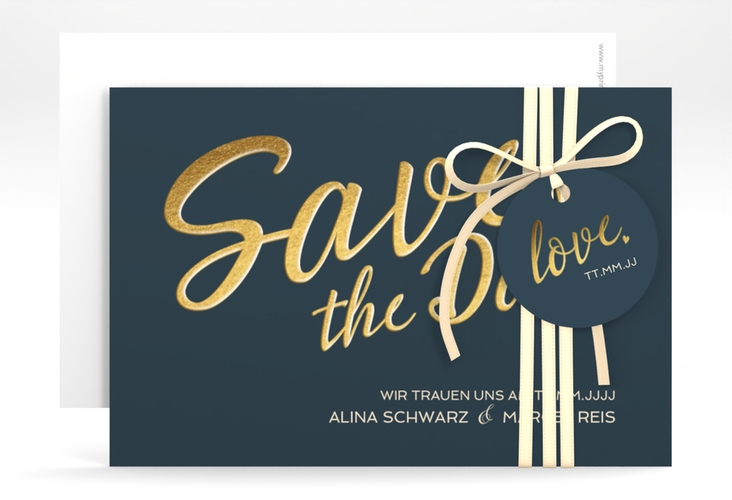 Save the Date-Karte Glam A6 Karte quer blau